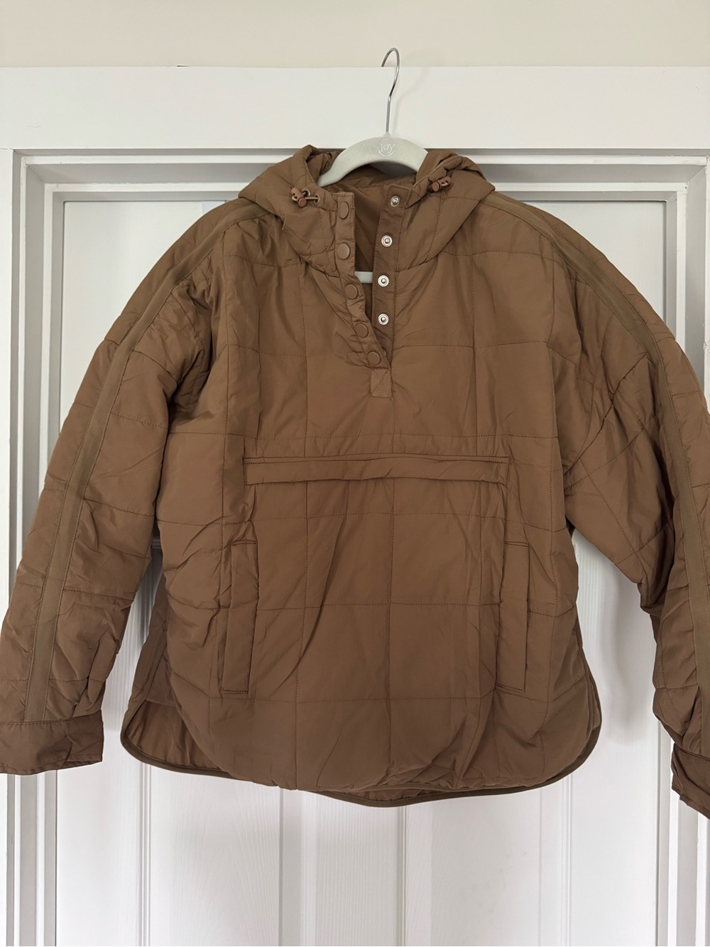 Brown Puffer Hooded Pullover Jacket